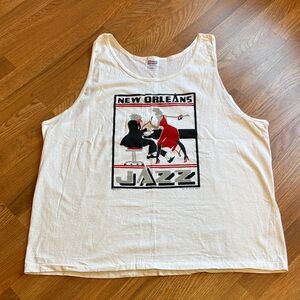 Hanes Heavyweight White Tank Top New Orleans Jazz graphic shirt. Size XXL.